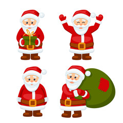 The character Santa Claus with a gift and a bag