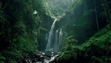 Dreamy waterfall in deep jungle of Lombok - Powered by Adobe