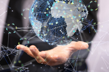 Global network connection. World map point and line composition concept