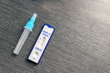 COVID-19 rapid antigen test provided by the Australian government and showing a positive result