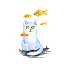 cat and fish
