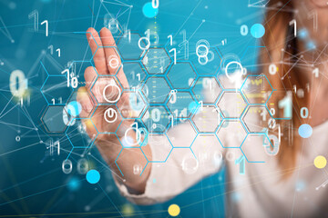 Connecting lines and dots.Big data visualization