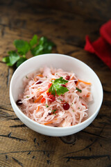 Traditional homemade sauerkraut with cranberry