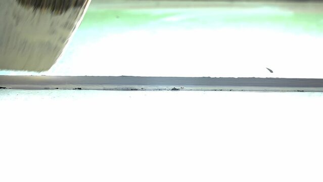 Close up from brash painting metal window