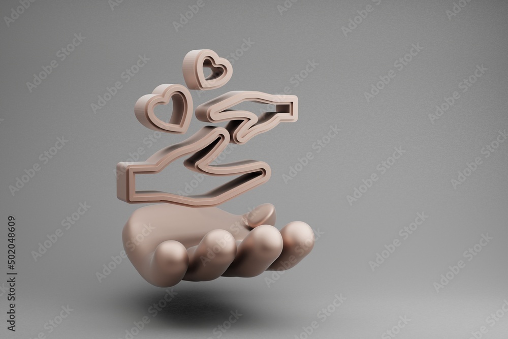 Aufkleber beautiful abstract illustrations golden hand holding hands with heart symbol icon on a gray backgrou