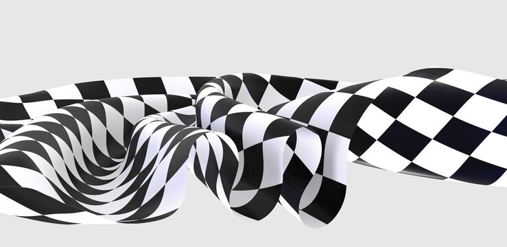 Black and White Racing Flag Waving..