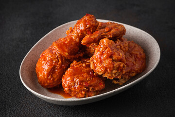 Korean fried chicken in spicy sauce