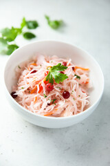 Traditional homemade sauerkraut with cranberry