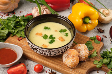 Soup - puree with croutons.