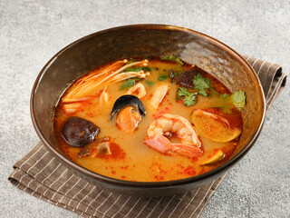 Spicy soup with seafood. tom yum