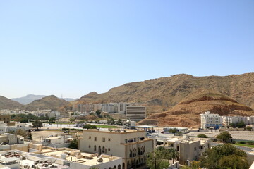 Fototapeta na wymiar Beautiful panoramic view at the capital of Oman Muscat