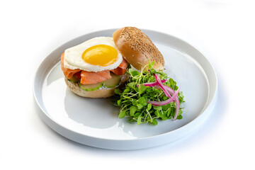 Smoked Lox and egg bagel