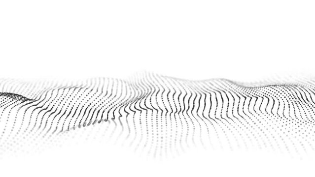 Futuristic wave of moving dots on a white background. 3D rendering. Seamless loop.