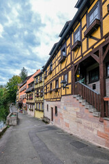 Historische Häuser in Stein bei Nürnberg nähe der Fabrik
am Fluss gelegen