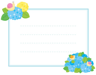 かたつむりと紫陽花　でんでん虫　イラスト　メッセージカード