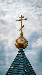 orthodox cross on the bell tower