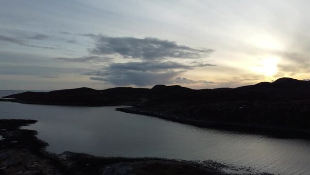 sunset over parts of the massive archipelago on the heroy island in nordland, northern Norway