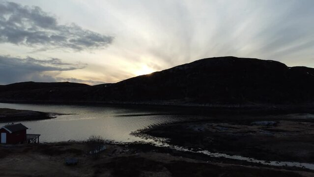 sunset over parts of the massive archipelago on the heroy island in nordland, northern Norway