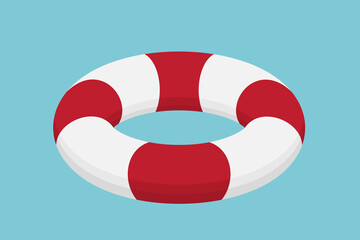flat vector illustration on blue background, lifebuoy icon, financial assistance