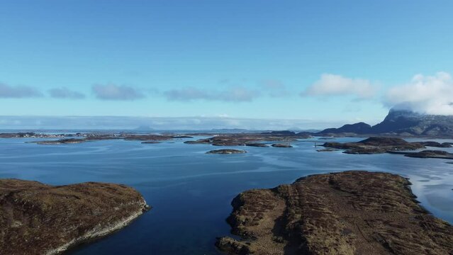 flying over parts of the famous archipelago in nordland in early spring