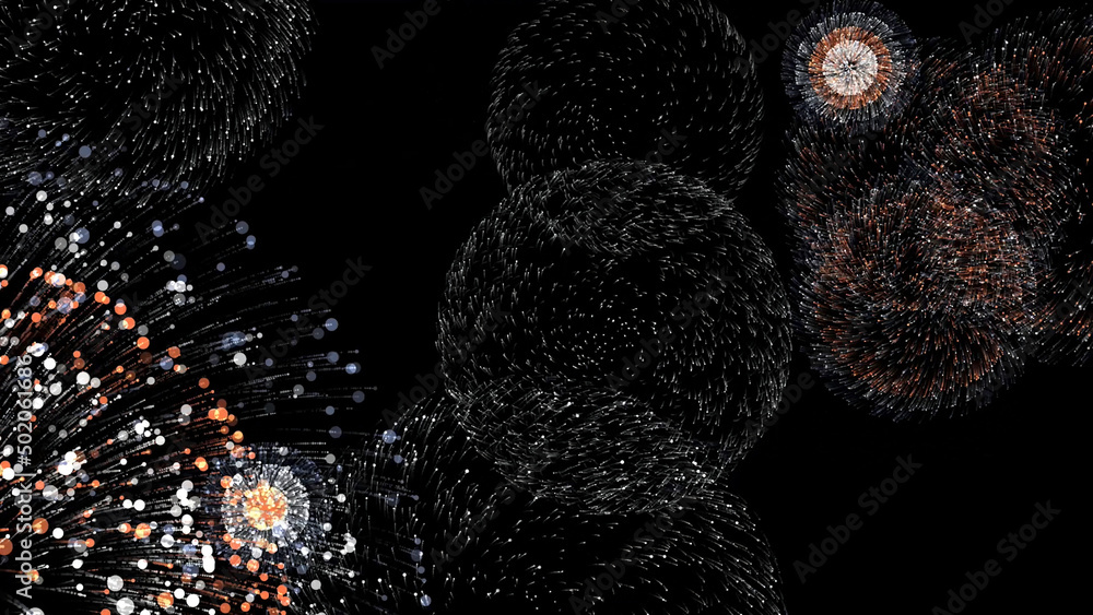 Aufkleber abstract colorful fireworks exploding on black background, seamless loop. animation. beautiful spark