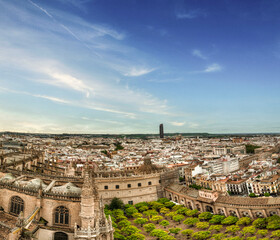 Fototapeta na wymiar Panoramic view of the beautiful city of Seville, Andalucia, Spain