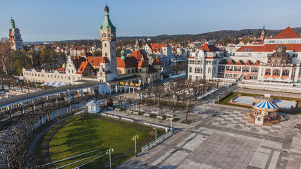 Morning view of Sopot. View from the drone.
