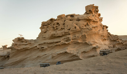 Al Wathba fossil dune in Abu Dhabi enlighted at night © Blazenka