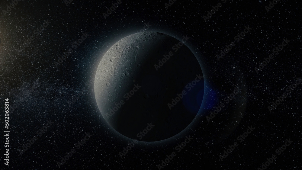 Poster planet in space. solar system and space objects. abstract scientific background - glowing planet in 