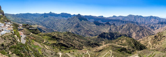 Artenara village and mountain landscape surroundings, Canary Islands, Spain