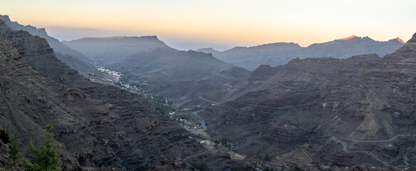 Views at sunrise near Veneguera village, Grand Canary island, Spain.