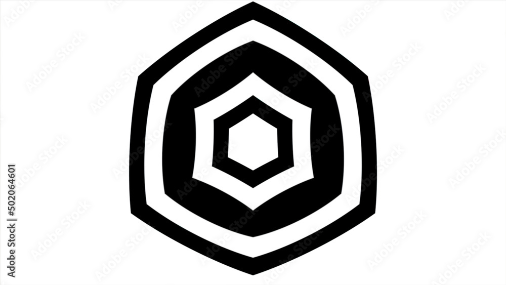 Poster abstract cgi motion graphics and animated background with white and black figures. hypnotic spiral i