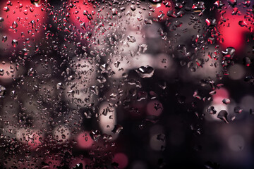 Condensation on the clear glass window. Water drops. Rain. Abstract background texture