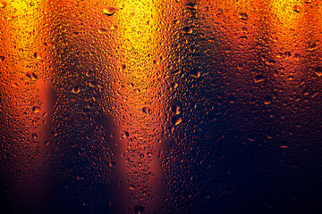 Condensation on the clear glass window. Water drops. Rain. Abstract background texture