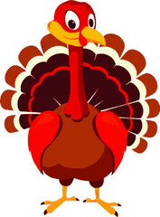 Cute, Cartoon Turkey logo, in a trendy style. Isolated on a white background. Vector Illustrations. 