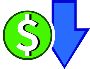 Low cost or cost reduction Logo, isolated on a white background. Vector Illustration. 