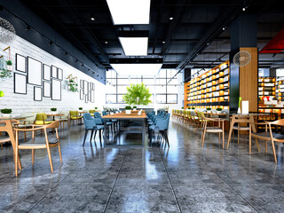 3d render of restaurant cafe interipr