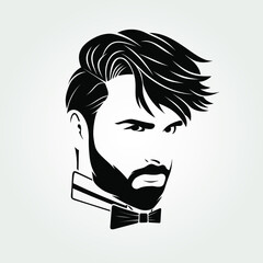 Bearded men, hipster face icon isolated. Vector illustration