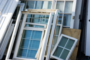 Fototapeta premium Old doors and windows from remodeled home