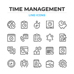 Time management line icons set. Modern outline elements, graphic design concepts, simple symbols collection. Vector line icons