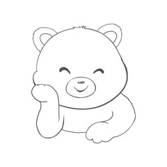 Vector hand drawn teddy bear illustration. Gift toy for Valentine's day, birthday.