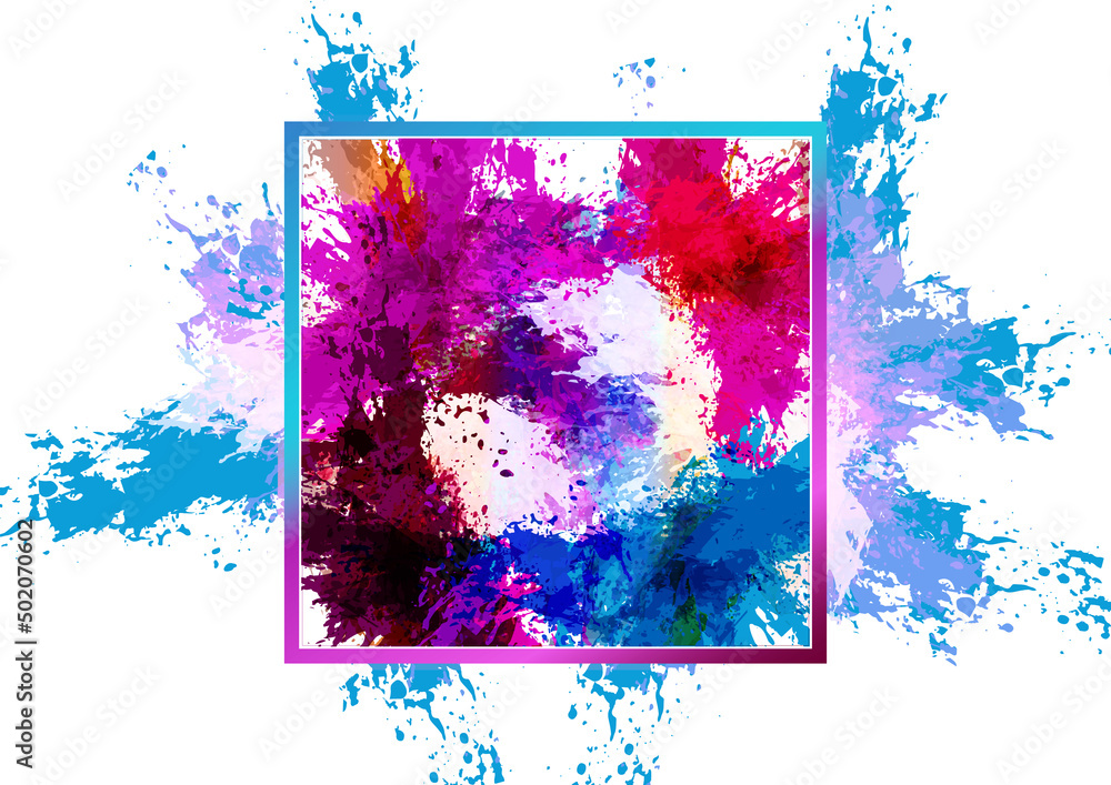 Poster abstract vector splash and paint color with frame color background . paint splash color. vector illu