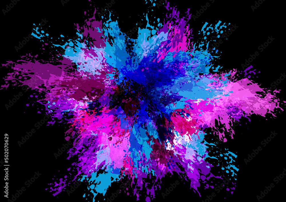 Poster abstract vector splash and paint color on black color background . paint splash color. vector illust