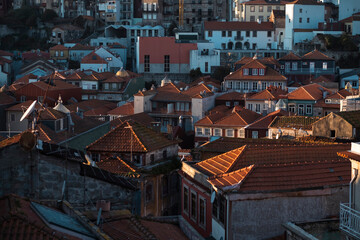 View of residential buildings in the historic center of Porto, Portugal.