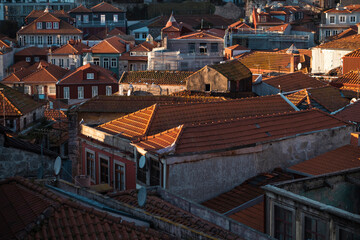 View of rooftops in the center of Porto, Portugal.