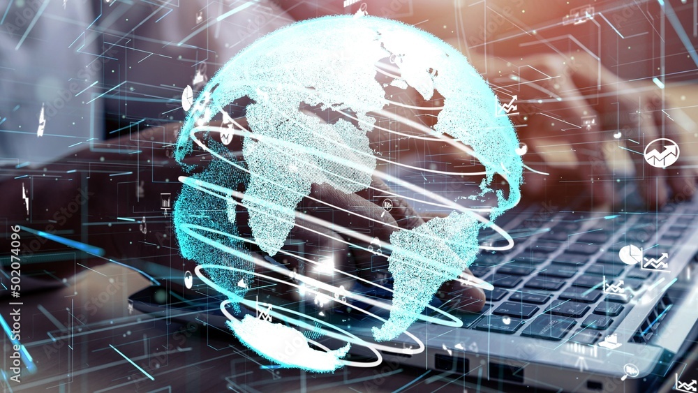 Poster conceptual people network linking and connection . 3d render computer graphic .