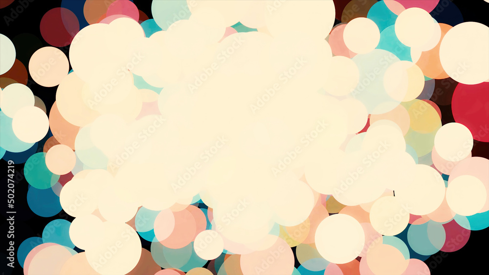 Poster beautiful circles of pastel colors flying into the sides on dark background, seamless loop. animatio