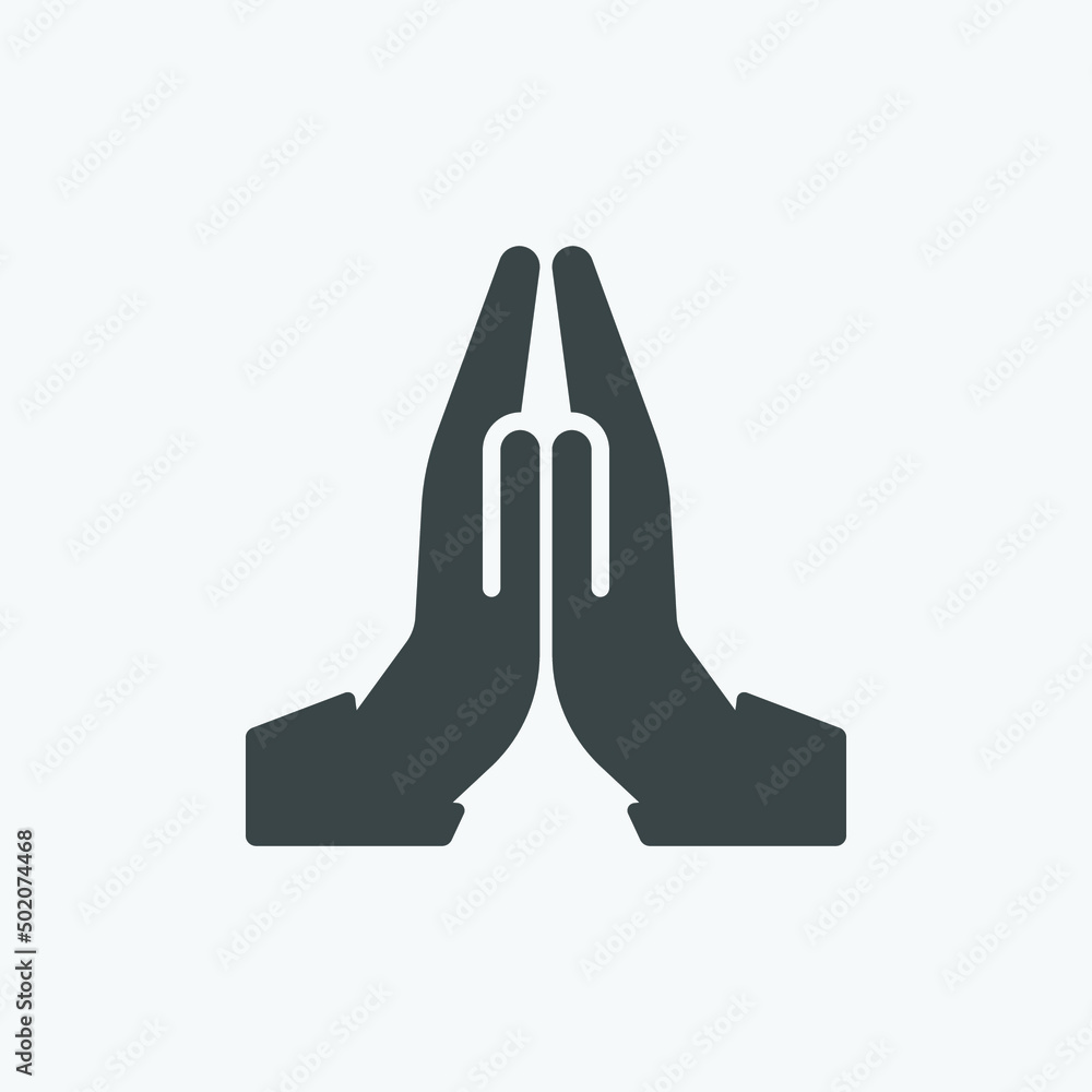 Poster pray icon vector. hands folded in prayer line icon. outline hands folded in prayer vector icon. desi