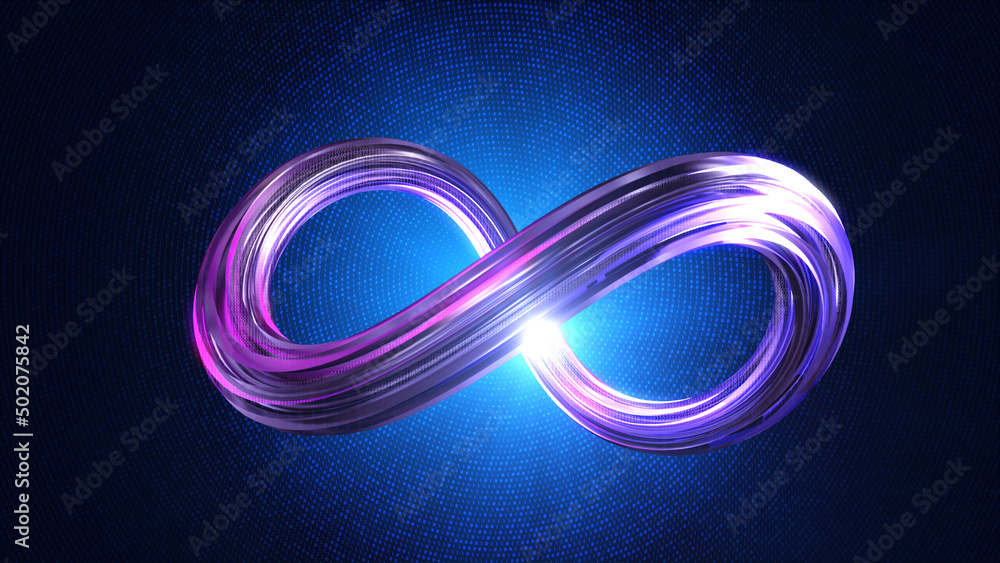 Poster Metaverse technology/Virtual reality infinite symbol community connection of metaverse world global network technology system and abstract loop sign element on innovation digital communication. 