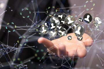 Concept of Network, internet communication. 3d illustration